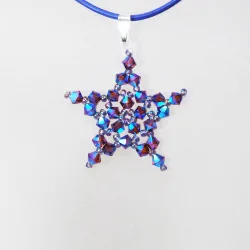 Pendant 30cm - Phoenix-Lavender Leather - Pendant 30cm - Laiton argenté